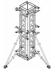 схема опалубки колонн на угловых элементах